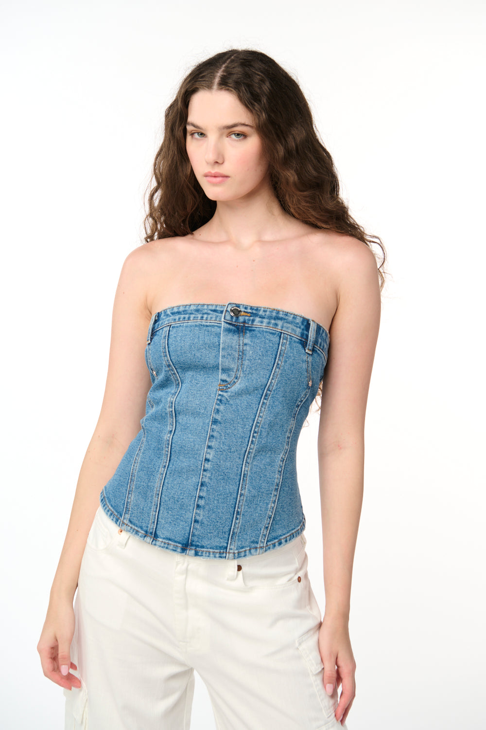 Baby Blue Reworked Spellout Corset Top Size undefined - $67 - From Allison